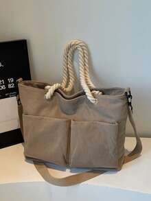 Men's Diagonal Shoulder Bag, Black & White Geometric Letter Print Fabric - Adjustable Shoulder Strap, Flap Button Zipper Closure, Large Capacity, New Year Gift, Valentine's Day Gift , Travel Bag - Multicolor - View 6