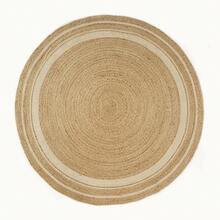 Jute Cotton Area Rug 4ft Round Natural Fiber Handmade Boho Farmhouse Jute Area Rug Soft Braided Rustic Vintage Reversible Rug- Indoor Kitchen Bedroom Living Room Hallways Enterway 4ft Circle - Natural-14 - View 5