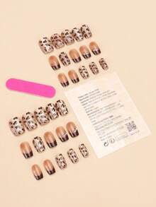 30 móng giả vuông ngắn dập nổi họa tiết da báo và đính đá, kèm keo dán móng và dũa móng, thích hợp cho tiệc tùng và sử dụng hàng ngày, có thể tái sử dụng, giúp tôn lên vẻ thanh lịch của bạn. - Nhiều màu - Xem 2