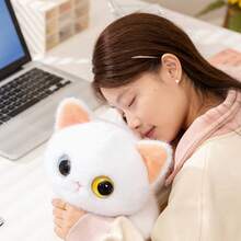 1个20厘米大眼睛猫咪毛绒玩具宠物小猫毛绒娃娃高品质精致猫咪柔软舒适抱枕生日礼物 - 彩色 - 查看 12