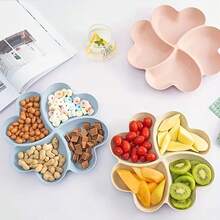 Heart-Shaped Divided Fruit Plate, Reusable Nut, Candy, Snack And Dessert Plate With 4 Compartments, Heart-Shaped Party Snack Tray Multi-Function Divided Snack Bowl Box Condiment Appetizer Plate, Multi-Grain French Fries Dipping Sauce Fruit Candy And Nut Dessert Storage Box, Reusable Plastic Dessert Plate - Multicolor - View 2