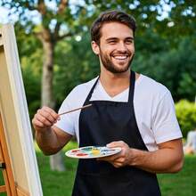 Juningxin 3 Pack Kitchen Cooking Aprons With 2 Pockets Aprons For Women/Man/Chef With Pockets Aprons Kitchen Craftsmanship - màu đen - Xem 5