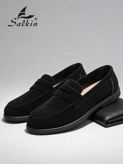 Salkin 1 paire de mocassins de créateur pour hommes, mocassins à enfiler , chaussures  véritable pour hommes, chaussures sociales pour gentilhomme, chaussures de bureau, de fête, de mariage pour hommes, chaussures de couple pour rendez-vous romantique, dîner, cadeau de vacances, chaussures décontractées pour étudiants retournant à l'école, style universitaire. Veuillez sélectionner une taille au-dessus.