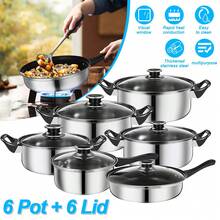 12pcs Heavy-Duty Stainless Steel Cookware Set With Non-Stick Coating & Glass Lids - Complete Pots And Pans Kit , Stainless Steel  Saucepan Stock Pot Set Kitchen, Induction Cookware Compatible For All Stovetops (/), Durable For Home & Professional - Silver - View 2
