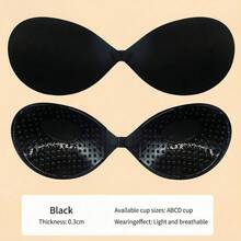 1pc Black Invisible Silicone Bra - Natural Push-Up Bonding - Buckle Design For A Secure Fit - Women's Underwear And Lingerie Accessories - Natural Push-Up Bonding - Push-Up Bras, Invisible Strapless Bras, Breathable And Skin-Friendly Women's Sticky Bras, Reusable Backless Bras For Women's Bras And Bra Accessories - Invisible Push Up For Daily Casual Tops - Valentine's Day - 黑色 - 查看 10