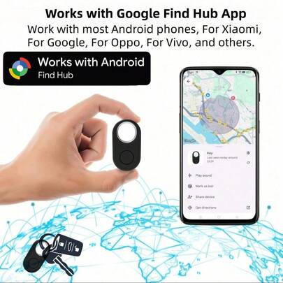 RSH 1 pezzo Localizzatore senza fili intelligente per Android, adatto per l'app Android Find Hub (non per il sistema iOS). Dispositivo antifurto con posizionamento accurato, adatto per chiavi, zaini, portafogli, animali domestici e valigie. Batteria sostituibile, protezione della privacy. (Supporta la versione di sistema Android 9 e successive.)