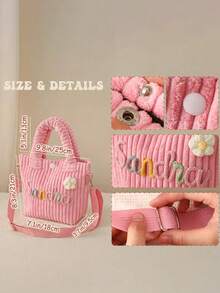 Customizable Name Solid Color Crossbody Bag, Soft Corduroy Kids Wallet With Strap, Small Corduroy Wallet With Strap, Customizable Name Tote Bag, Easter Gift, Birthday Gift - Multicolor - View 7