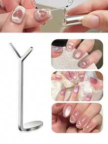 Y-Shape Cat Eye Nail Magnet Set Creating Heart Cat Claw Shapes On Nails Y-Shape Iron Wire Magnetic Nail Art Accessories Tools,Nail Supplies, 3D Double-Ended Nail Stickers, French Cat Eye Magnetic Effect, 2-In-1 Magnetic Nail Stickers,Gel Nail Polish - Silver - View 14