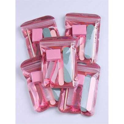 5pcs Disposable Manicure Tool Set, Including Mini Nail File, Wooden Manicure Stick, Double-Sided Nail File, Nail Pusher & Cleaner, Acrylic Nail Art Pen, Suitable For DIY Nail Care, Valentine's Day Gift, Travel Manicure Essential Set. Personalized Sealed Design, Women Nail Care Tool Kit. Christmas Gift, Birthday Gift. Gift For Friends, Gift For Her.