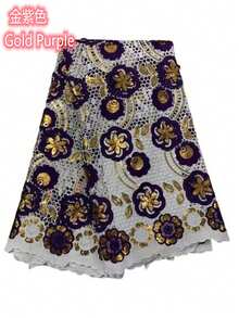 1 Yard/5 Yards 2026 High Quality Water-Soluble Sequin Lace Fabric, Mesh Lace Material Suitable For Nigerian Party, Wedding, Christmas - A - View 12