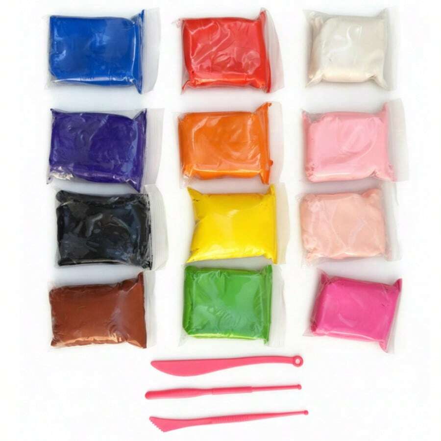 Set de 12 Colores de Arcilla de Secado al Aire "Boligoma" - Masa Moldeable Ultra Ligera para Manualidades Infantiles, Juguete Educativo DIY Sensorial para Niños - Multicolor - Ver 1