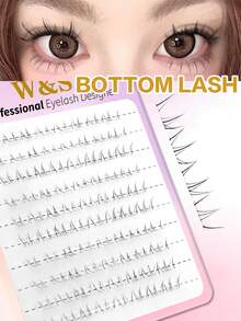 80片猫咪主题下睫毛单根假睫毛，自然垂坠感，分段透明睫毛杆，逼真漫画风格 - B - 查看 5