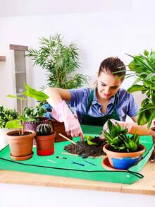 1 Set Indoor Plant Transplanting Control Stain-Resistant Waterproof Succulent Planting Tray, Square Planting Mat, Soil Replacement Mat, Gardening Hobby Enthusiasts Gardening Gift Gardening Supplies - A - View 10