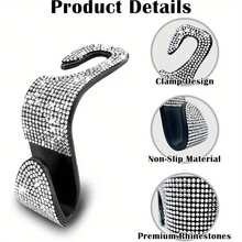 2个创意后座靠背挂钩，镶嵌钻石，隐藏式汽车安装挂钩 - 鑲鑽 - 查看 6