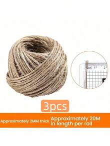1 Roll 20m*2mm Natural Jute Rope, Jute Twine, Ribbon, Handmade Crafts, DIY, Gift Wrapping, Christmas, Vintage Jute Cord, Sewing, Party, Wedding, Home Decor - Multicolor - View 14