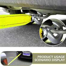 1pc Heavy Duty 118.11-Inch Yellow Nylon Tow Rope, 122lbs Tensile Strength, Front Design For Emergency Vehicle Towing - A - View 3