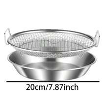 Stainless Steel Kitchen Cooking Set: Strainer + Round Tray, Kitchen Oil Drainer (20/22cm) - Multicolor - View 2