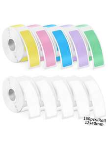 160pcs/1Roll P12 P15 Thermal Label Sticker 12mm*40mm Tape Compatible Phomemo D30 Q30 Marklife P11 P50 L12 Q2 Labeller - Multicolor - View 2