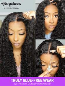 MEGALOOK 一体式3D蕾丝半假发，水波纹，带抽绳，100%真人发丝，多种款式，无需胶水 - 预剪透明蕾丝，自然发际线，预漂白发结，真人发丝，适合女性，新手友好，180%密度 - 无需胶水，自然美观，日常佩戴，适合办公室、僵尸新娘、万圣节、派对、Y2K、反派、度假、户外、角色扮演、校园、学校假期、圣诞节、派对、婚礼、节日等场合。 - SNatural - 查看 6