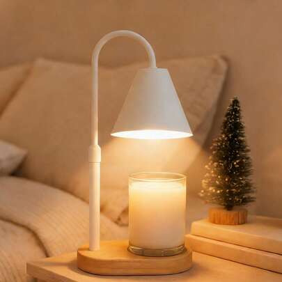1PC Adjustable Height Candle Warmer Lamp With Timer & Dimmer, EU Plug Metal Candle Light Warmer, Smoke-Free Wax Melter For Bedroom Christmas Gifts, Mother's Day Gifts, Valentine's Day Gifts(Includes 2 Light Bulbs)