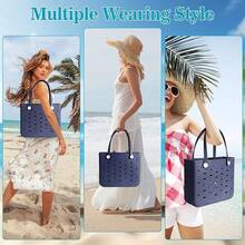 Medium Rubber Beach Bag For Men & Women, Large Capacity Rubber Travel Tote Bag For The Beach Boat Pool - 新海軍 - 查看 4