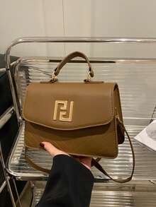 1pc Women's Fashionable Commuter Solid Color Handbag, Portable Versatile Niche Shoulder Bag, Luxurious High-Quality Crossbody Bag, Suitable For Dates, Shopping, Gifts, Work - Coffee - View 7