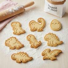 Kit With 8 Dinosaur-Themed Cookie Cutters For Cookies, Fondant, And More. - 彩色 - 查看 4