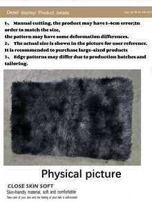 1pc Black & Gray Faux Fur Rug, Soft & Washable Bedroom Or Living Room Floor Mat, Rectangular Shape, Comfortable & Fashionable Home/Living Room Decor, Girls Bedroom Carpet, Fluffy & Cozy Winter Rug, Best Winter & New Year Gift - Multicolor - View 9