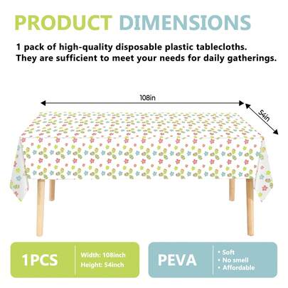 Thick Disposable Plastic Tablecloth With Cartoon Easter Eggs, Party Decorations