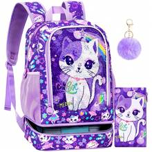 2-In-1 Backpack For Girls,17" Elementary Students Backpack Preschool Bags And Lunch Box- Purple Sequin Cats - Backpack - View 13