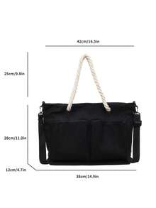 Men's Diagonal Shoulder Bag, Black & White Geometric Letter Print Fabric - Adjustable Shoulder Strap, Flap Button Zipper Closure, Large Capacity, New Year Gift, Valentine's Day Gift , Travel Bag - Multicolor - View 15