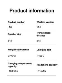 无线耳机、蓝牙耳机、无线耳塞 - 立体声降噪、蓝牙5.3、高清音频、超长续航、音乐、健身、旅行的理想之选、兼容智能设备 - 白色 - 查看 9