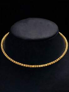 1pc Women's Rhinestone Embellished Formal Occasion Necklace - Gold - View 3