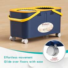 Dasijhdasd262a Compact Spin Mop And Bucket With Clean And Dirty Water System Floor Mop With 360° Swivel Wheels 61" Handle 6 Reusable Mop Heads For For Wood Tile Vinyl Baseboards- Blue/Yellow - Xanh lamVàng - Xem 2