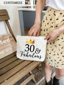 Customized Makeup Bag, Personalize Your Age 30 40 50 60 70 80 90 100 & Beautiful Makeup Bag, 30 40 50 60 70 80 90 100 Birthday Queen Gift - Multicolor - View 2