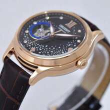 Orient Women's Romantic Starry Sky Hollow Automatic Mechanical Watch, Embedded With Rhinestones, Brown Genuine Leather Strap, Suitable For Daily Wear And Parties - Brown - View 2