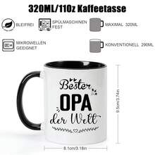 Kaffeetasse Geschenke für Opa zum Geburtstag Vatertagsgeschenk Tasse mit Spruch Bester Opa der Welt Geschenkidsssssee Tasse Weihnachtsgeschenke, 320ml Schwarz-5796 - BesterOpa-schwarz - Übersicht 3