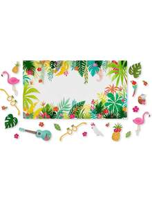 Tropical Luau Suministros para fiestas, accesorios para fotomatón y telón de fondo (22 piezas),41042007 - Rosa Fucsia - Ver 1