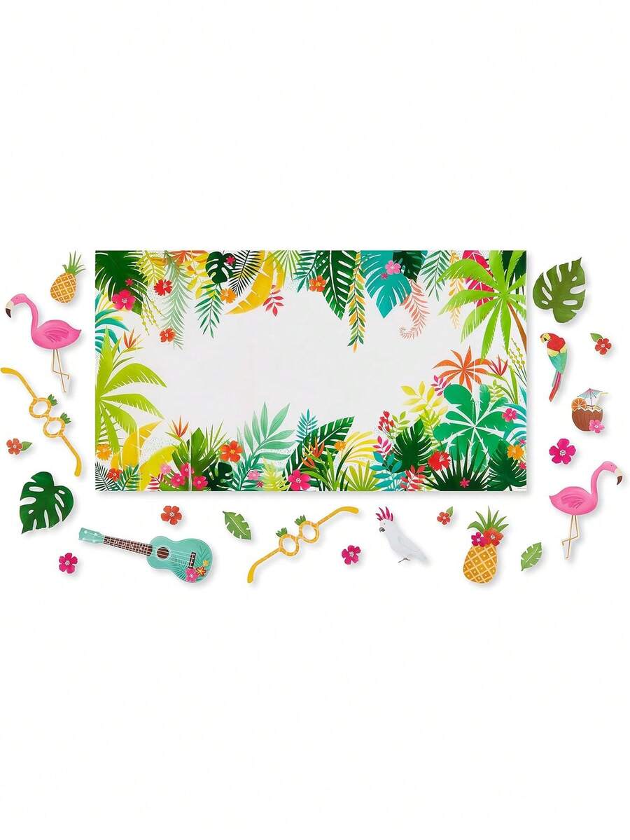 Tropical Luau Suministros para fiestas, accesorios para fotomatón y telón de fondo (22 piezas),41042007 - Rosa Fucsia - Ver 1