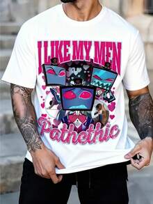 Vox Hazbin Hotel-Camiseta patética I Love My Men para hombres y mujeres, camisetas 100% de algodón, camisetas de manga corta,  de moda de  al por menor - Blanco - Ver 2