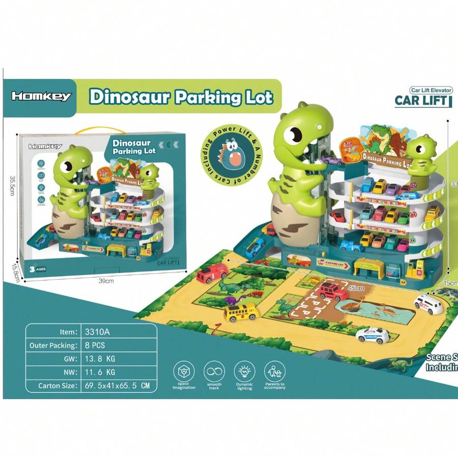 Dinosaur & Lion Mountain Track Vehicle Toy, Adventure Challenge Toy Game, Parking Interactive Game, Educational Toy For Children, Interactive Toy Game - Multicolor - View 1