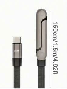 240W Fast Charging Data Cable With Phone Stand, 90° Angled Plug, 360° Rotation, Multi-Angle Adjustment, Braided Cable, Compatible With IPhone 17S Gaming Phones; 240W Stand Charging Cable Compatible With IPhone 17, Tablets And Fast Gaming Charging - Multicolor - View 10
