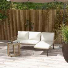 Rattan Garden Furniture Set Including A Sun Lounger, A Coffee Table, A Two-Seater Sofa And Cream-Colored Seat Cushions For Terrace And Balcony. - 白色 - 查看 2