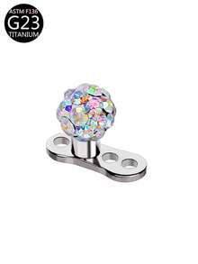 1 pieza Implante de bola de cristal de titanio, hipoalergénico, pendiente incrustado para perforación de piel, apto para uso diario, bola de 3mm, 4mm - Plateado - Ver 12