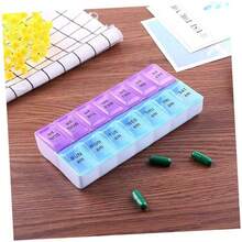 1pc 7 Day Weekly AM PM Pill Organizer, Large Pill Case Pill Box For Pills Vitamin Supplements Medication (Purple/Blue),14 Compartments Vitamin Pill Container For Tablets, Medications, Fish Oil, Home Decor, Party & Christmas Storage - Xanh lam + Tím - Xem 6