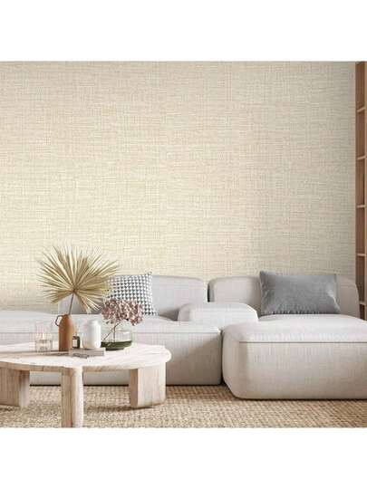 1 Roll Of Linen Texture Straw Wallpaper, Instant Peeling And Pasting Contact Paper, Self-Adhesive Movable Wallpaper, Waterproof Fabric Texture Wallpaper, Suitable For Bedrooms, Cabinets, Living Rooms, Bathrooms, Kitchens-Modern Farmhouses, Home Decoration, DIY Lovers