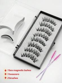 Waloshow 2 Paia di ciglia magnetiche con pinzette professionali, riutilizzabili, ciglia fitte a incrocio, design misto di ciglia naturali, adatte per uso quotidiano, lavoro, studio, viaggio, feste e altre occasioni - nero - Visualizzare 15