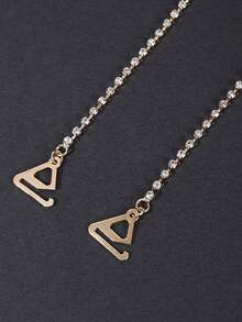 1对女士闪亮水钻肩带，优雅铜质身体链，镂空三角形吊坠，可拆卸水钻链，性感隐形胸罩肩带，派对女孩必备，性感约会/音乐节派对女孩装扮，纯真迷人风格吊带背心 - 彩色 - 查看 3