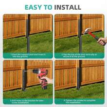 GCCSJ Fence Post Repair Kit 2/4/8 Pack – Heavy Duty 33.5 Inch Steel Anchor Ground Stakes, One-Piece Spike For Leaning Or Broken Wooden Fence Repair, Rust Resistant Fence Post Support For Quick Fix (Black) - 8-pack - View 5