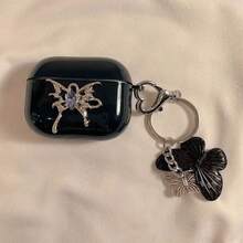 蝴蝶造型保护套，兼容苹果蓝牙耳机，防震防刮，兼容苹果蓝牙耳机充电盒 - 黑色 - 查看 6
